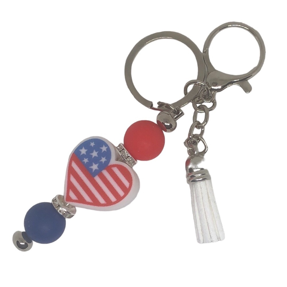 🟢 American Heart Star Spangled Banner Keychain